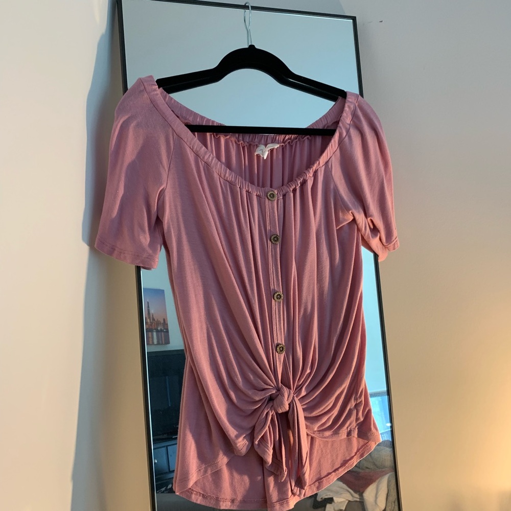 Off The Shoulder Tie Front Top